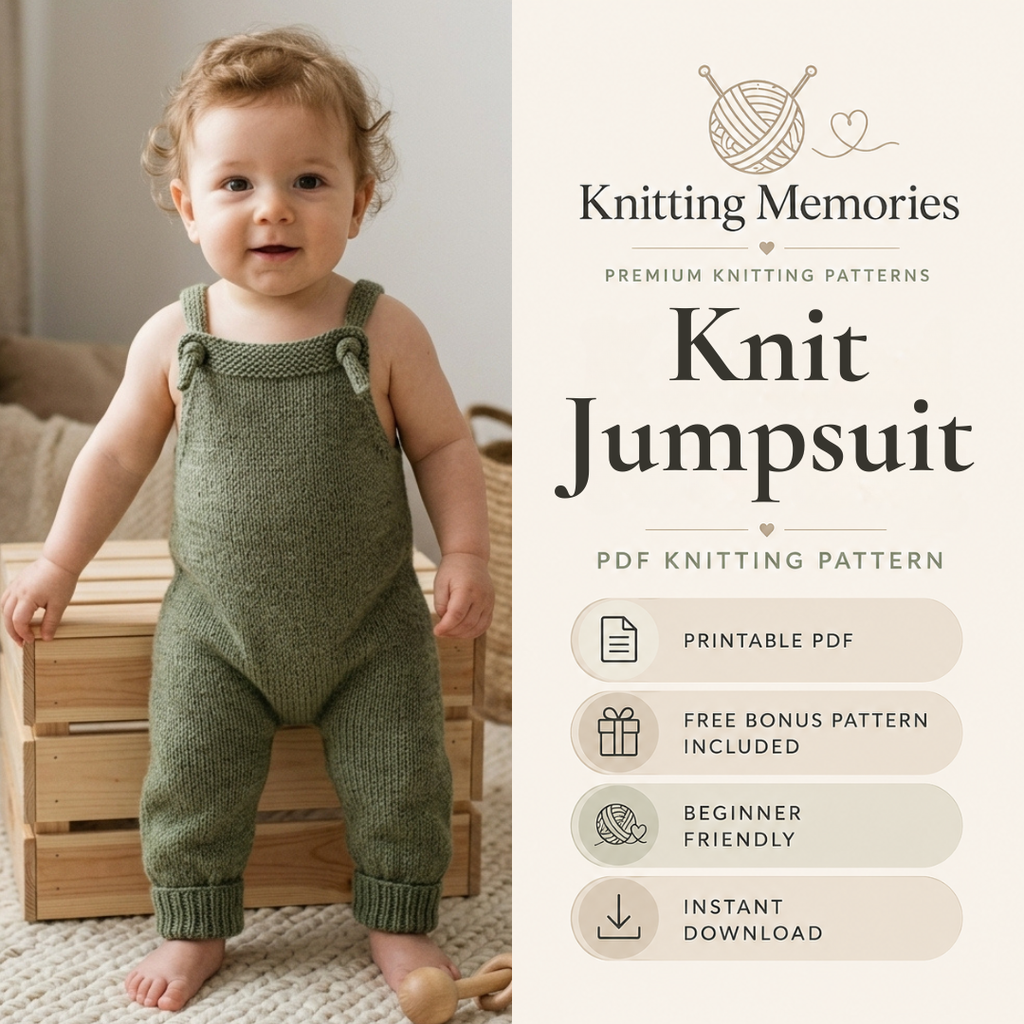 Baby Jumpsuit Knitting Pattern, Many Sizes, 1M-2Y, Instant Download PDF