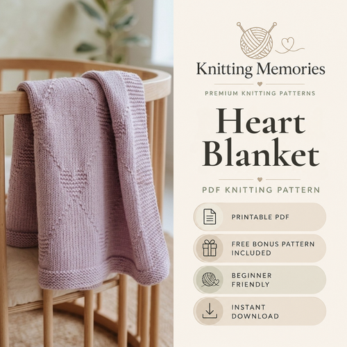 Heartfelt Baby Blanket Knitting Pattern, Beginner Friendly, Instant Download