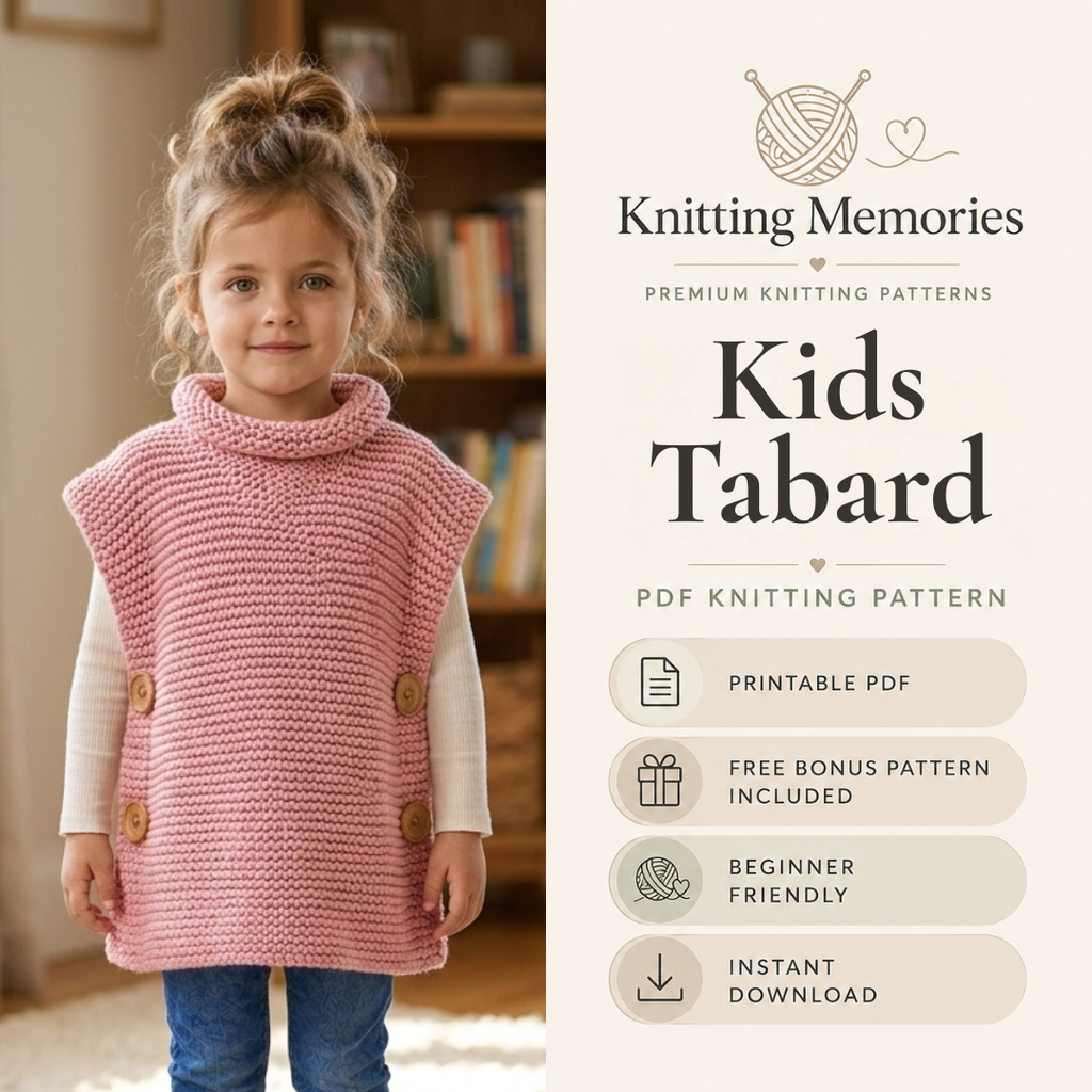 Kids Tabard Knitting Pattern, Super Chunky, PDF Instant Download PDF