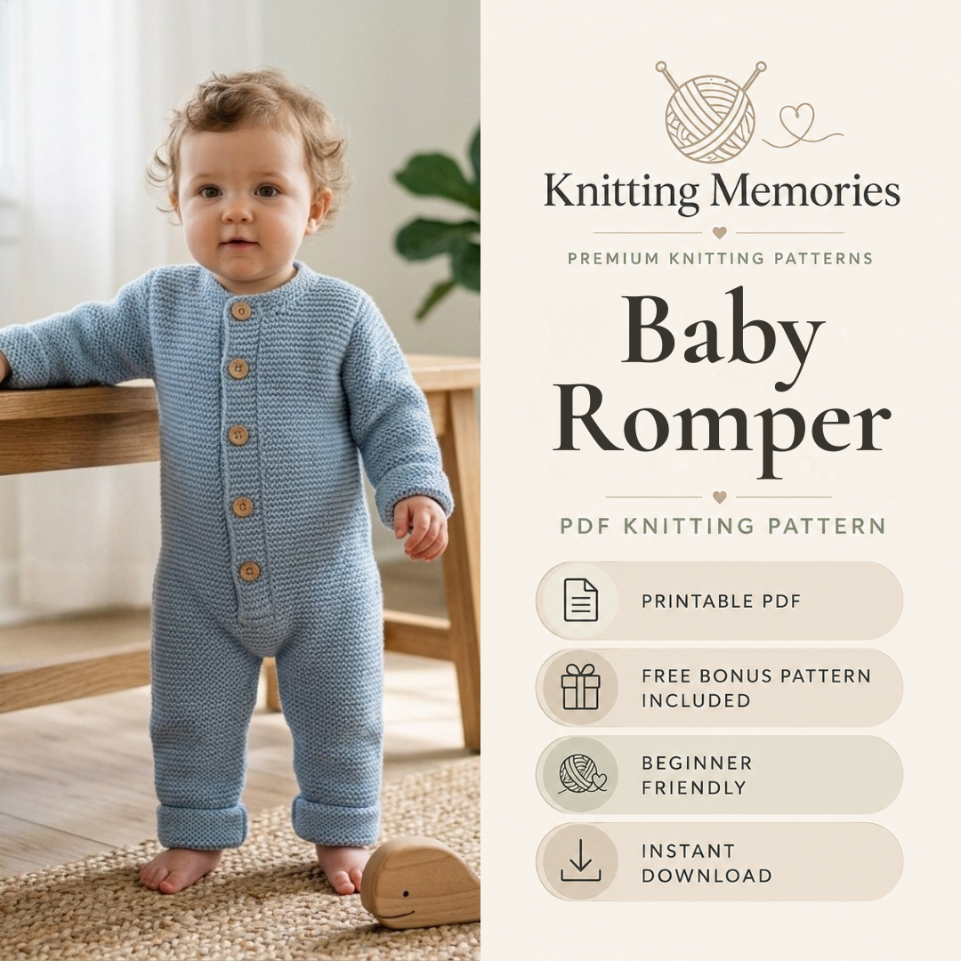 Baby Romper Knitting Pattern, Many Sizes, 3M-4Y, Instant Download