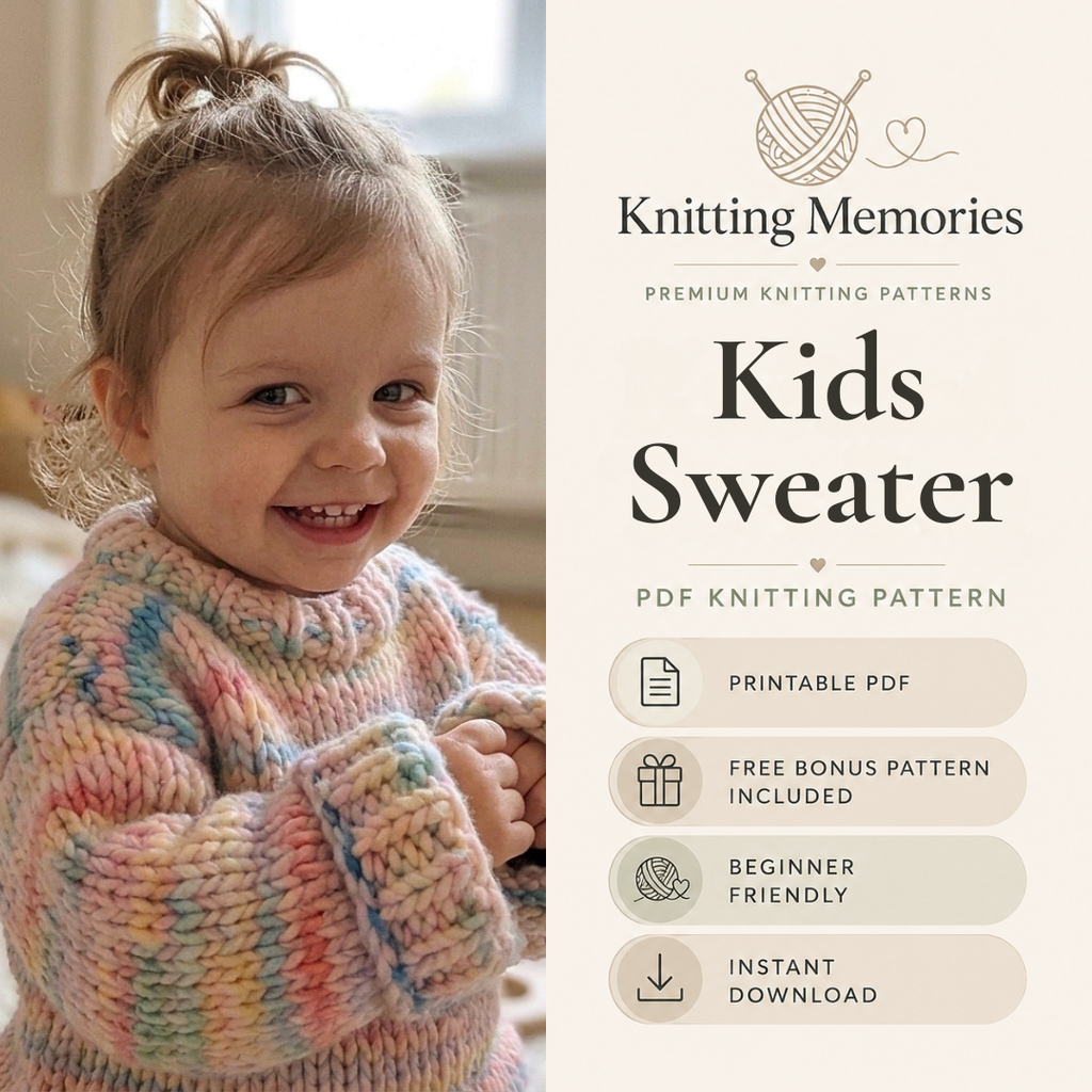 Kids Sweater Knitting Pattern, Super Chunky, Beginner Friendly, Instant Download