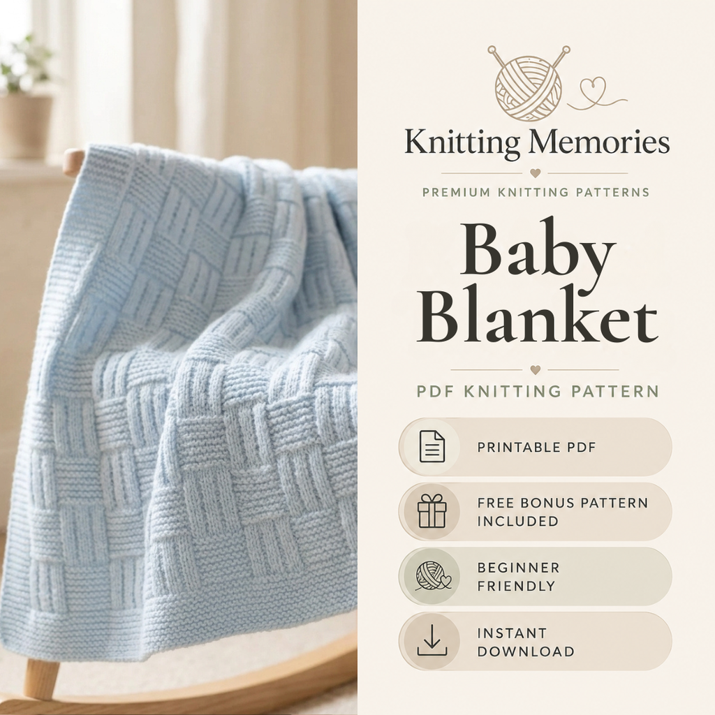 Checkered Baby Blanket Knitting Pattern, Beginner Friendly, Instant Download