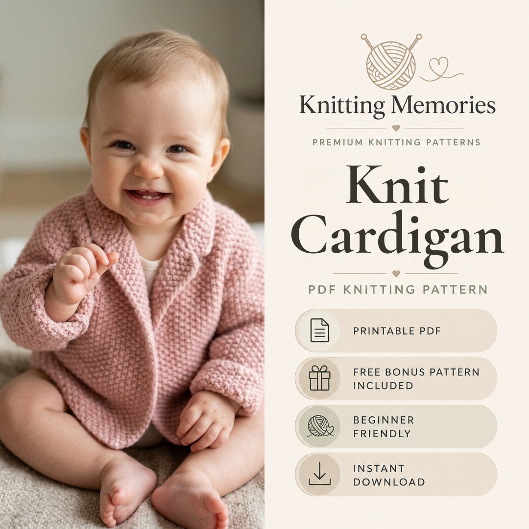 Baby Cardigan Knitting Pattern, 3M - 3Y, Beginner Friendly, Instant Download