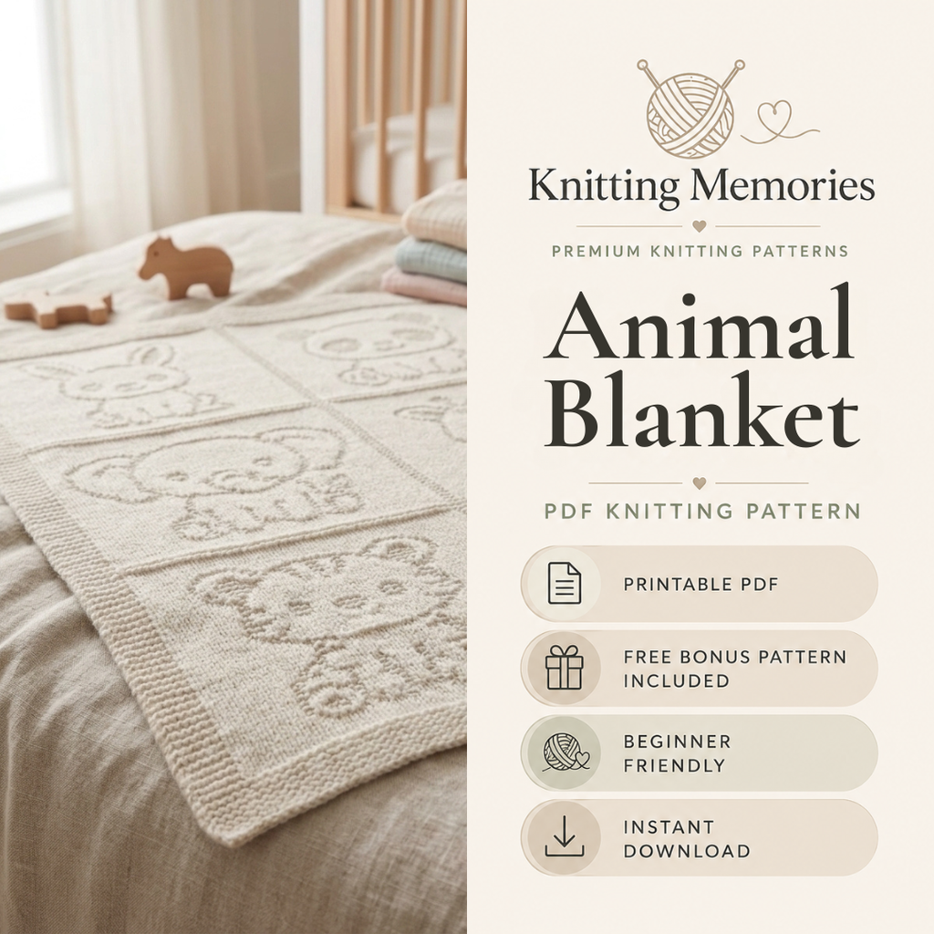 Kids Blanket Knitting Pattern, Cute Animals, Instant Download