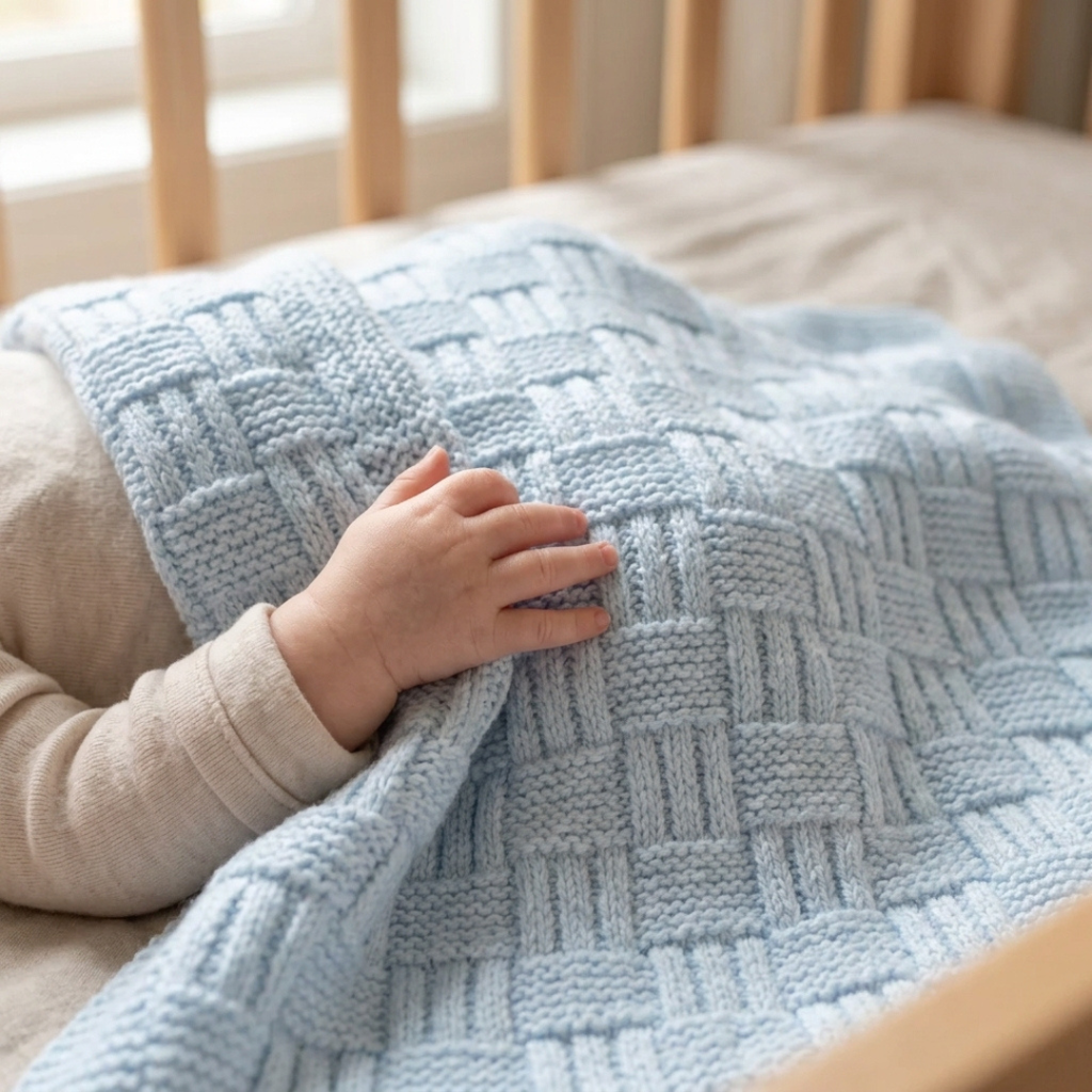 Checkered Baby Blanket Knitting Pattern, Beginner Friendly, Instant Download