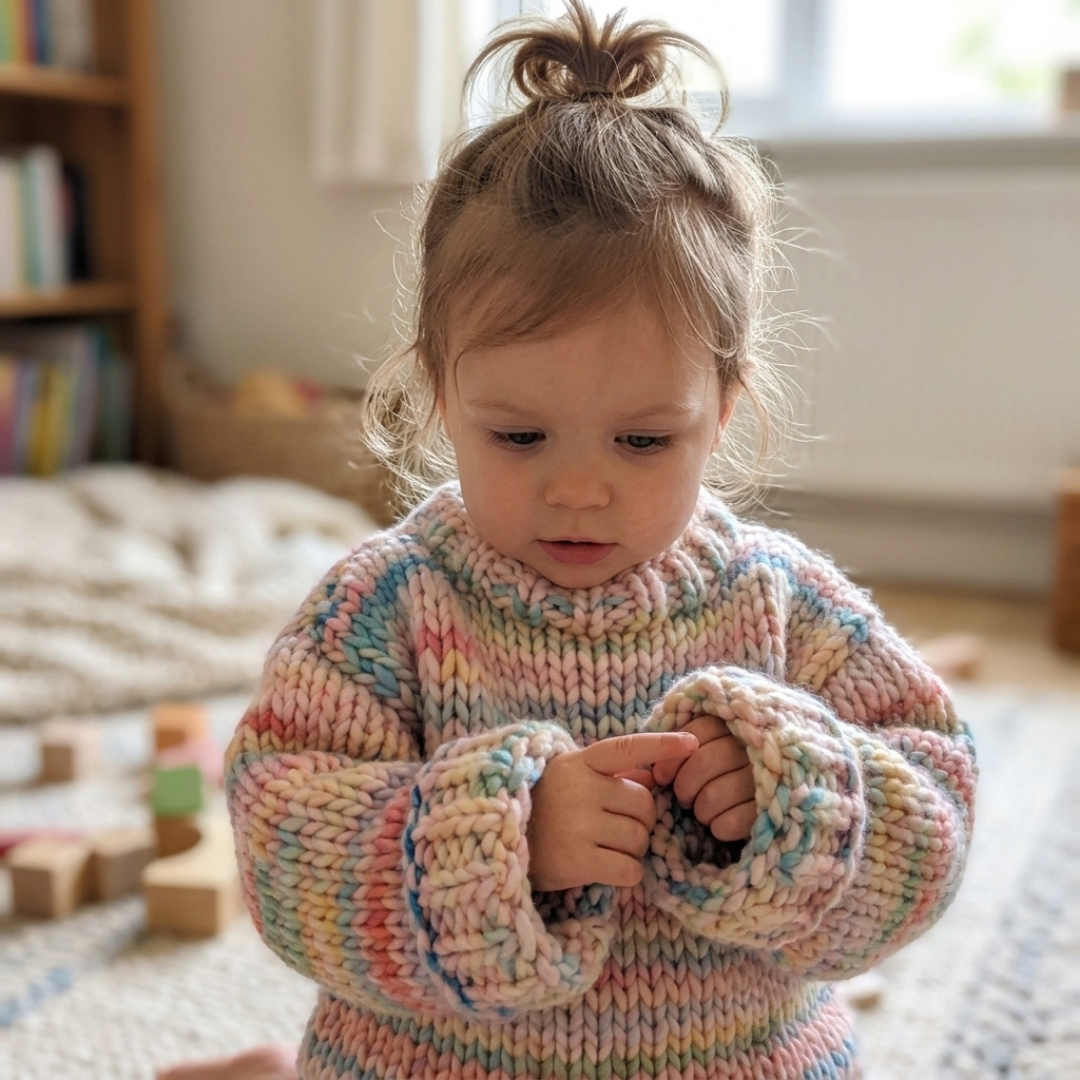 Kids Sweater Knitting Pattern, Super Chunky, Beginner Friendly, Instant Download