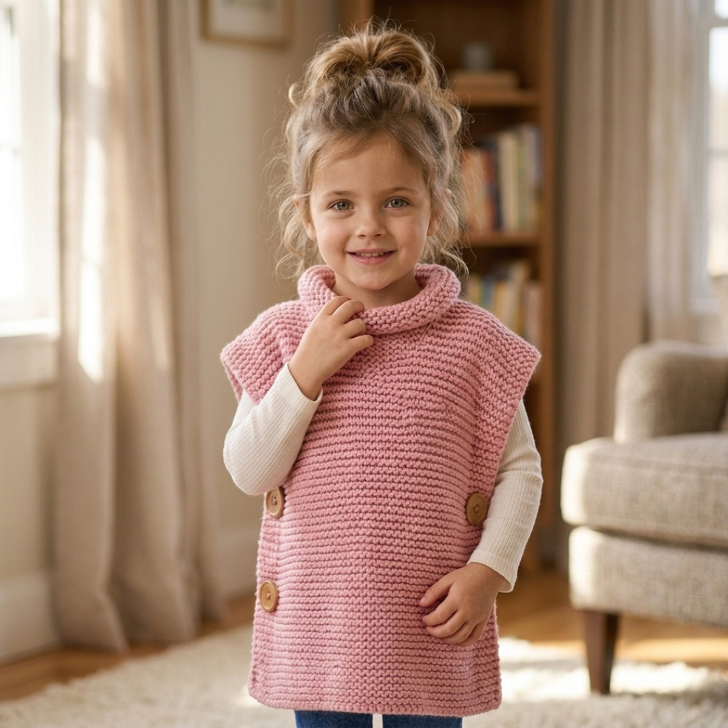 Kids Tabard Knitting Pattern, Super Chunky, PDF Instant Download PDF