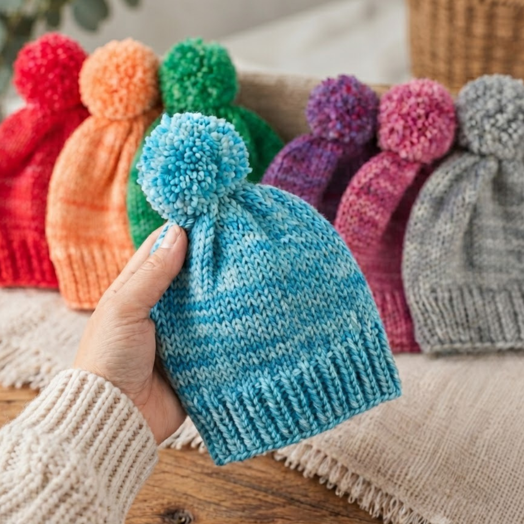 Classic Beanie Knitting Pattern, Easy Knit Hat in Five Sizes