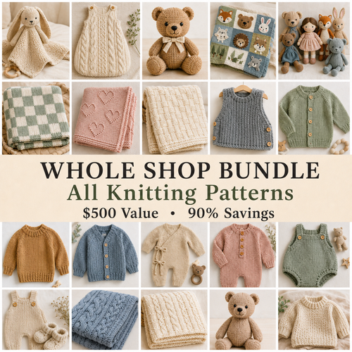 Whole Shop Bundle, All Knitting Patterns, All Current & Future Patterns, Lifetime Access